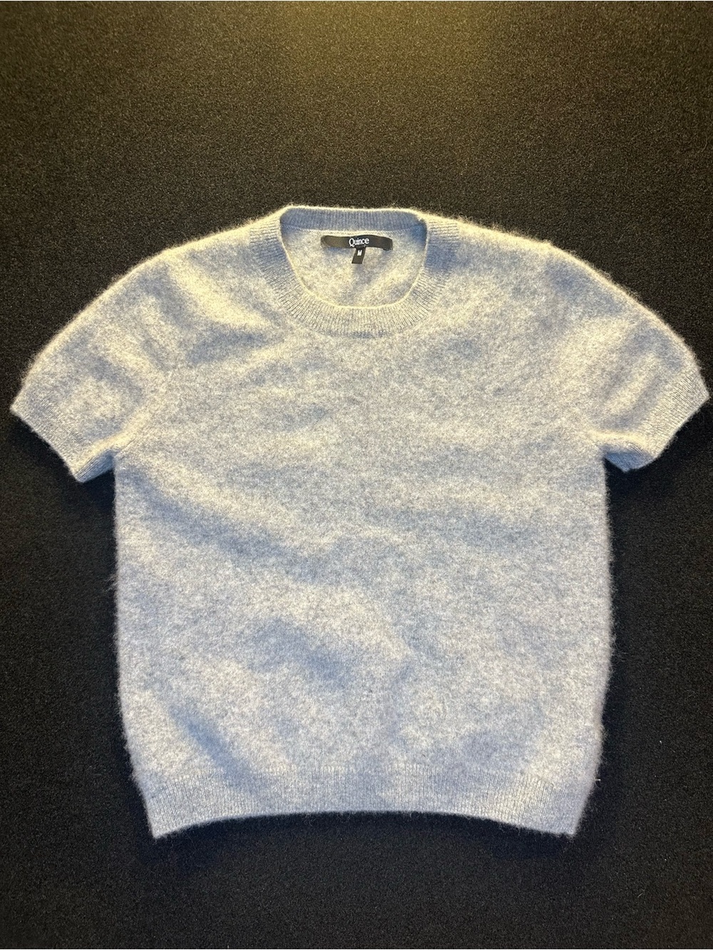 Quince Heather Grey Mongolian Cashmere  Sweater Tee Short-Sleeve